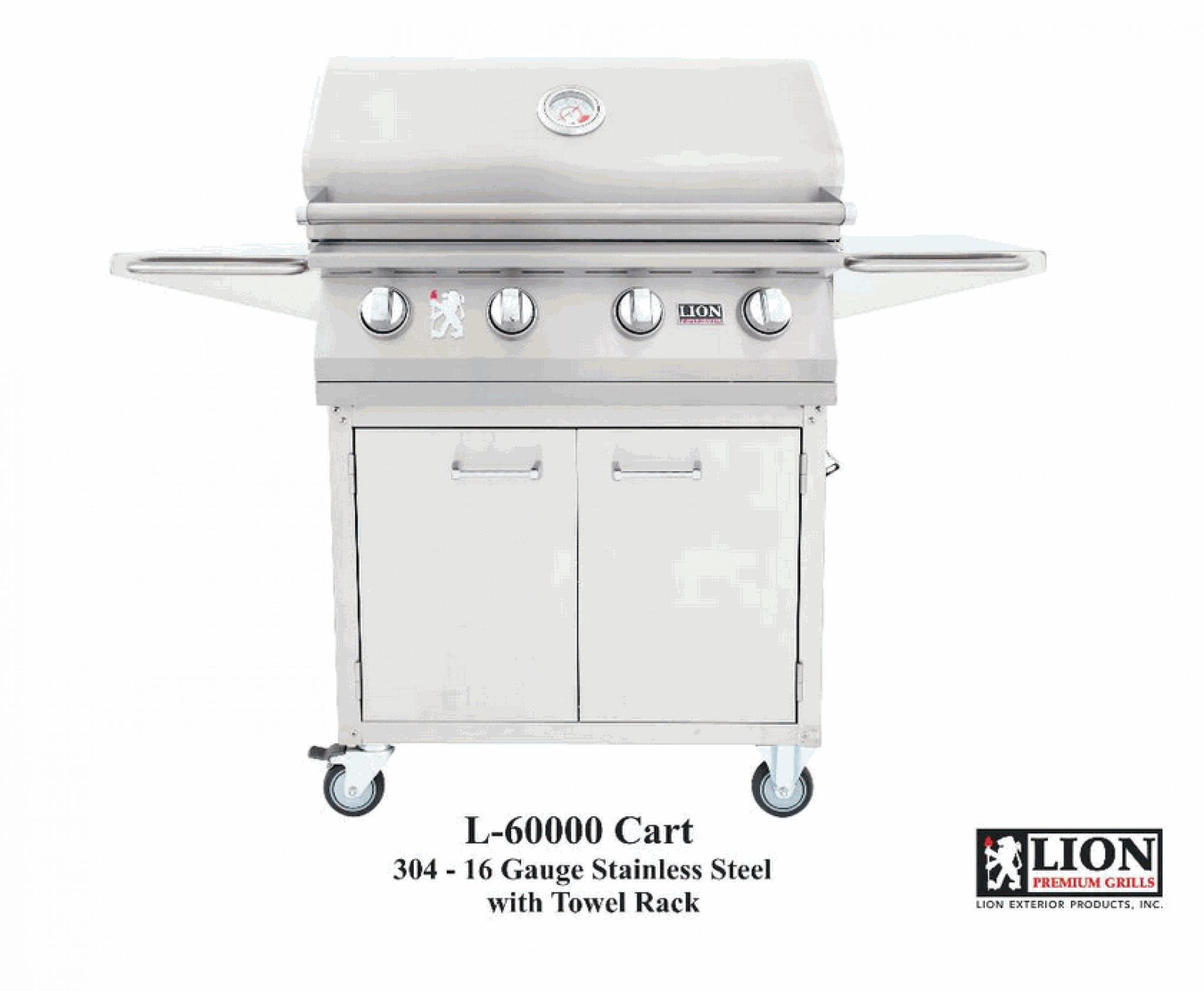 Lion 32" Natural Gas Grill on a Cart with No Lights and No Rear Burner